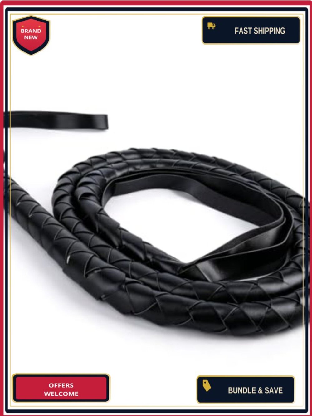 PU Leather Decorative Whip Prop for Adult Halloween Costume